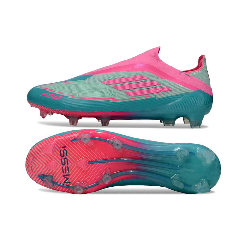 Chuteira Campo Adidas F50+ FG Verde e Rosa 