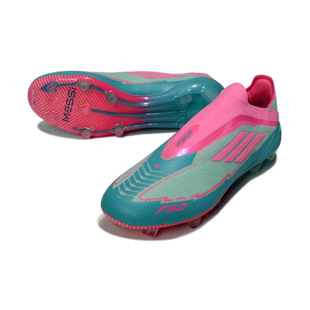 Chuteira Campo Adidas F50+ FG Verde e Rosa 