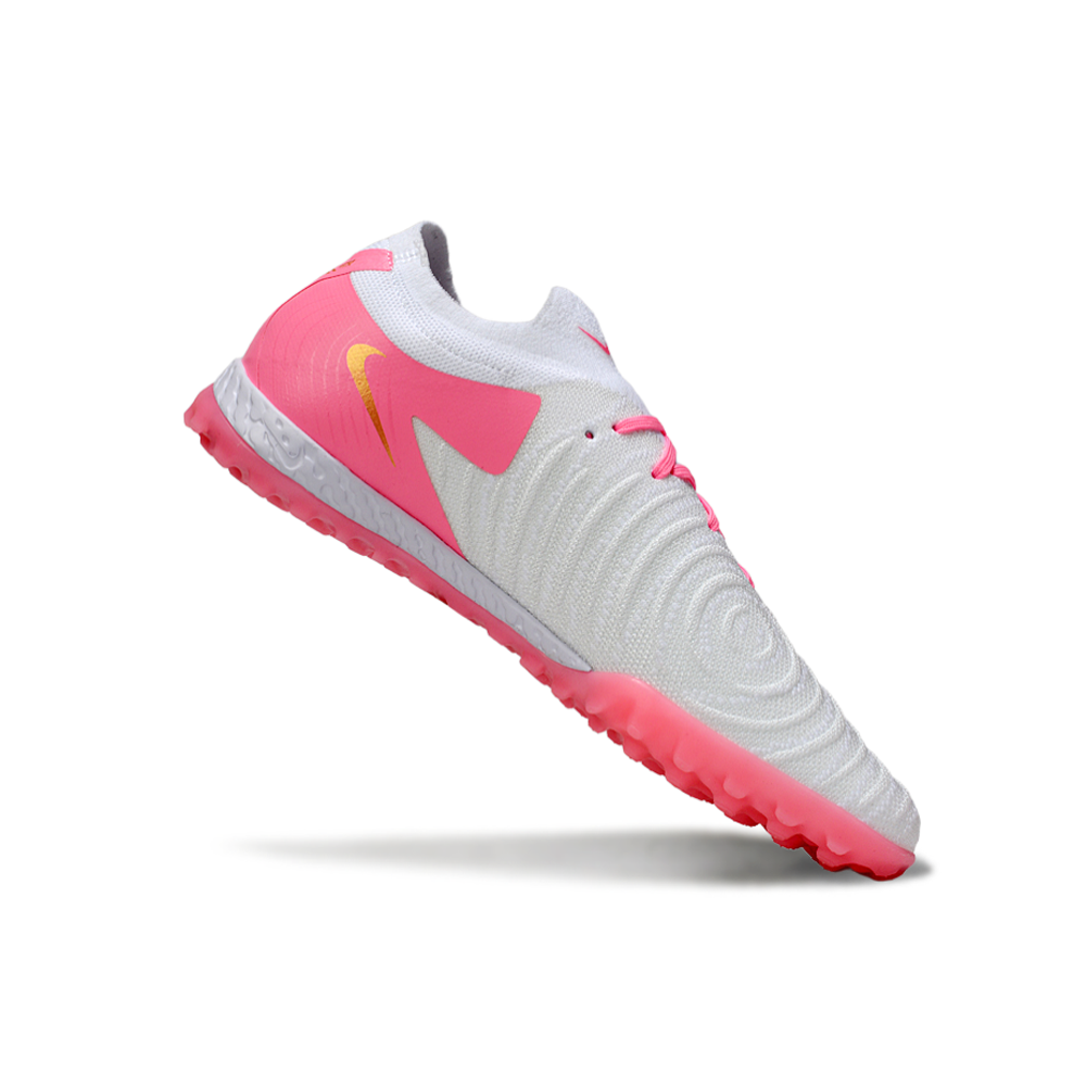 Chuteira Society Nike Phantom GX 2 Elite TF Branca e Rosa