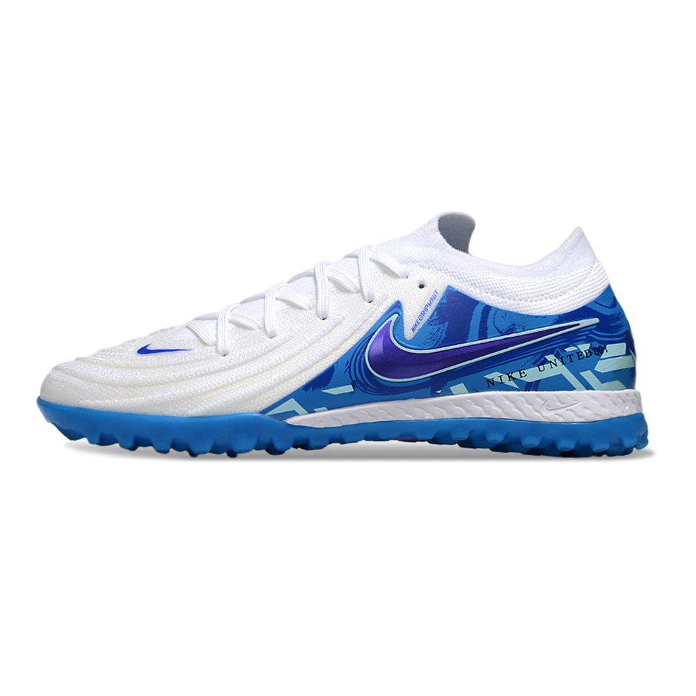 Chuteira Society Nike Phantom GX 2 Elite TF Branco e Azul