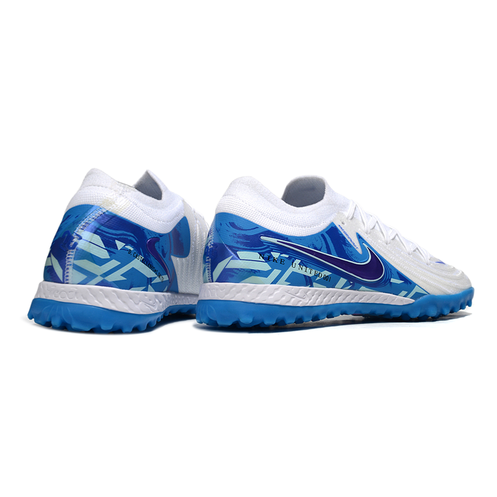 Chuteira Society Nike Phantom GX 2 Elite TF Branco e Azul