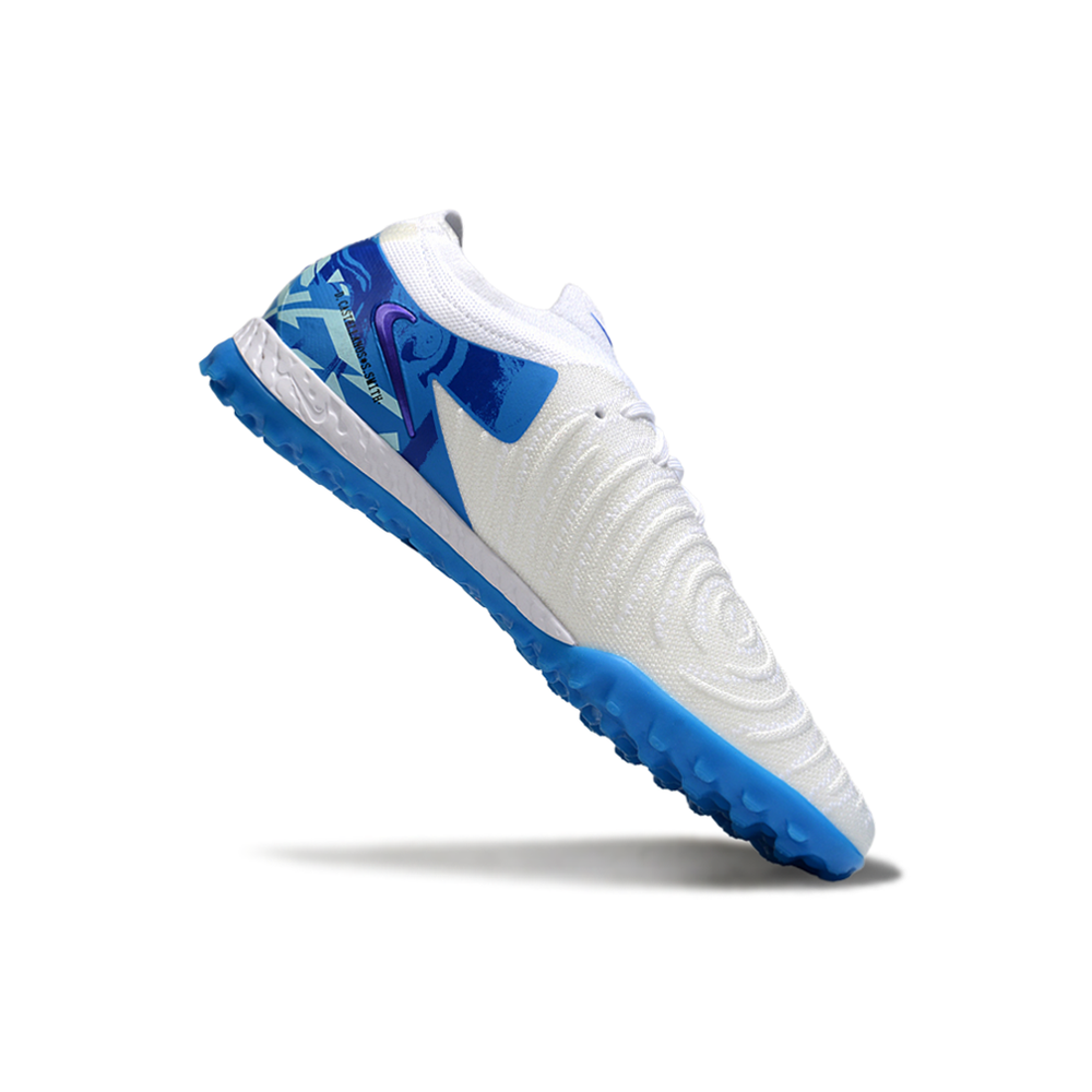 Chuteira Society Nike Phantom GX 2 Elite TF Branco e Azul