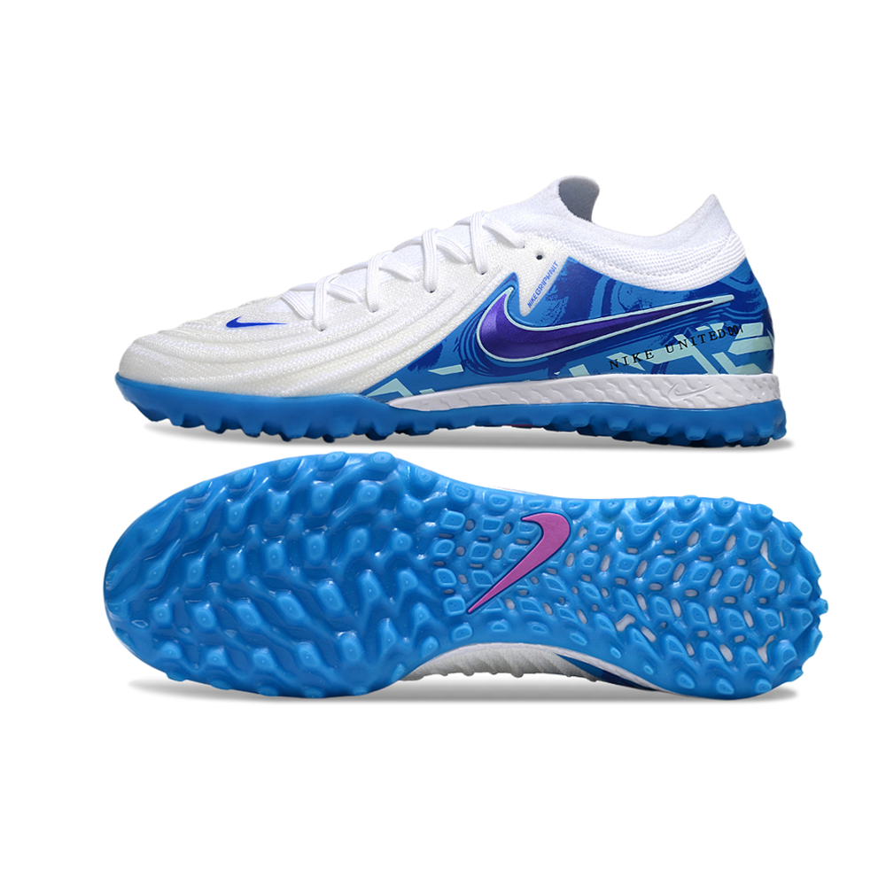 Chuteira Society Nike Phantom GX 2 Elite TF Branco e Azul