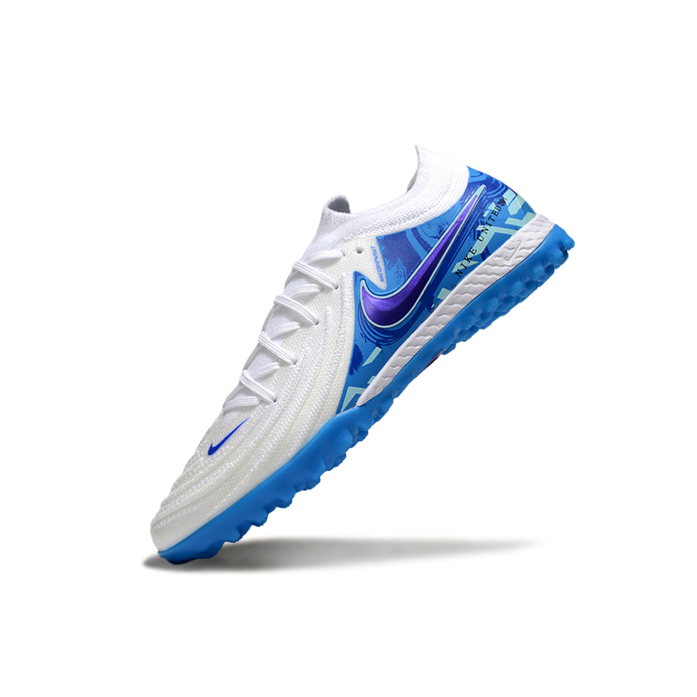 Chuteira Society Nike Phantom GX 2 Elite TF Branco e Azul