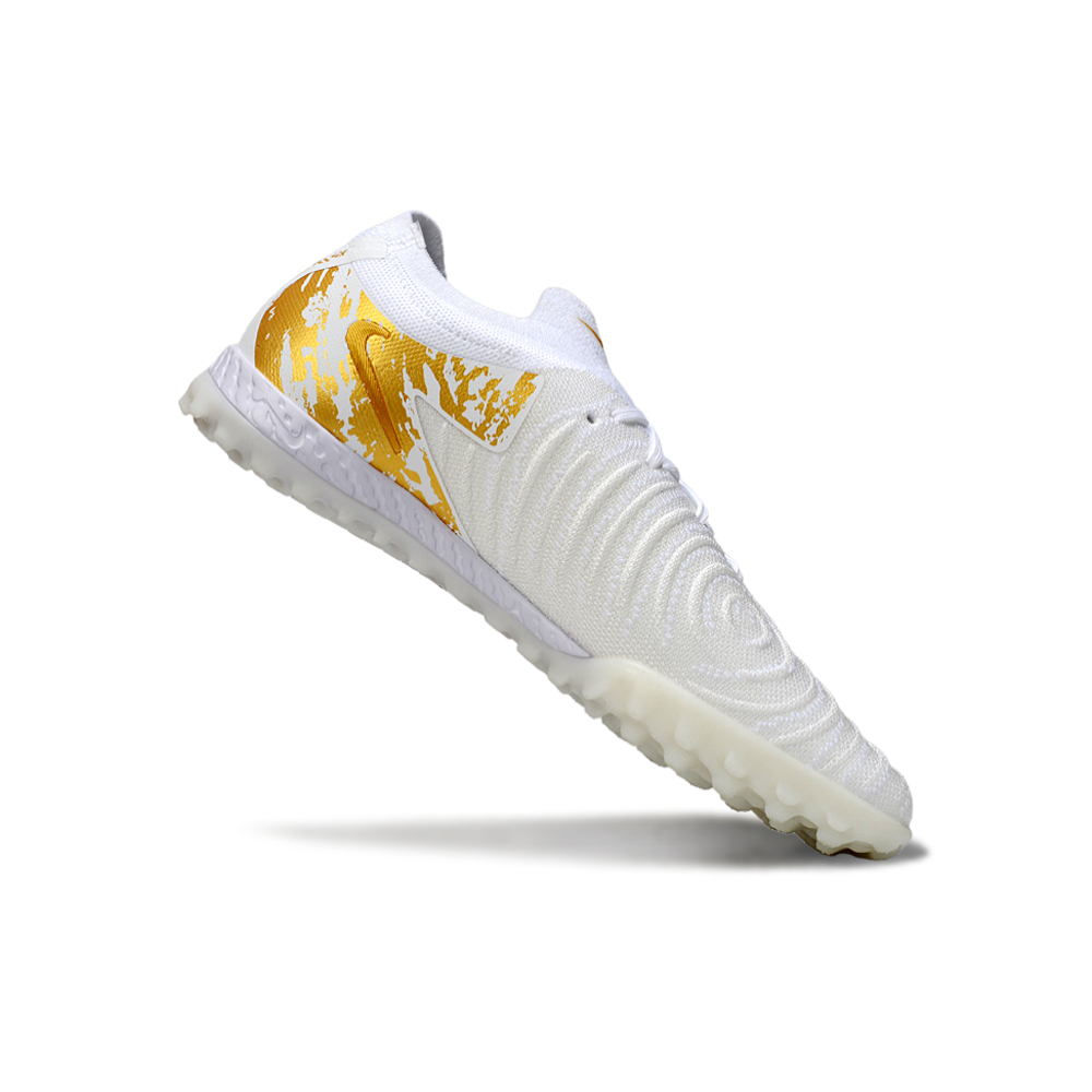 Chuteira Society Nike Phantom GX 2 Elite TF Branco e Dourado