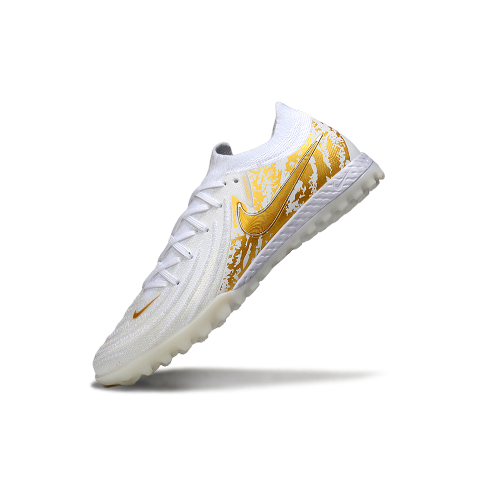Chuteira Society Nike Phantom GX 2 Elite TF Branco e Dourado