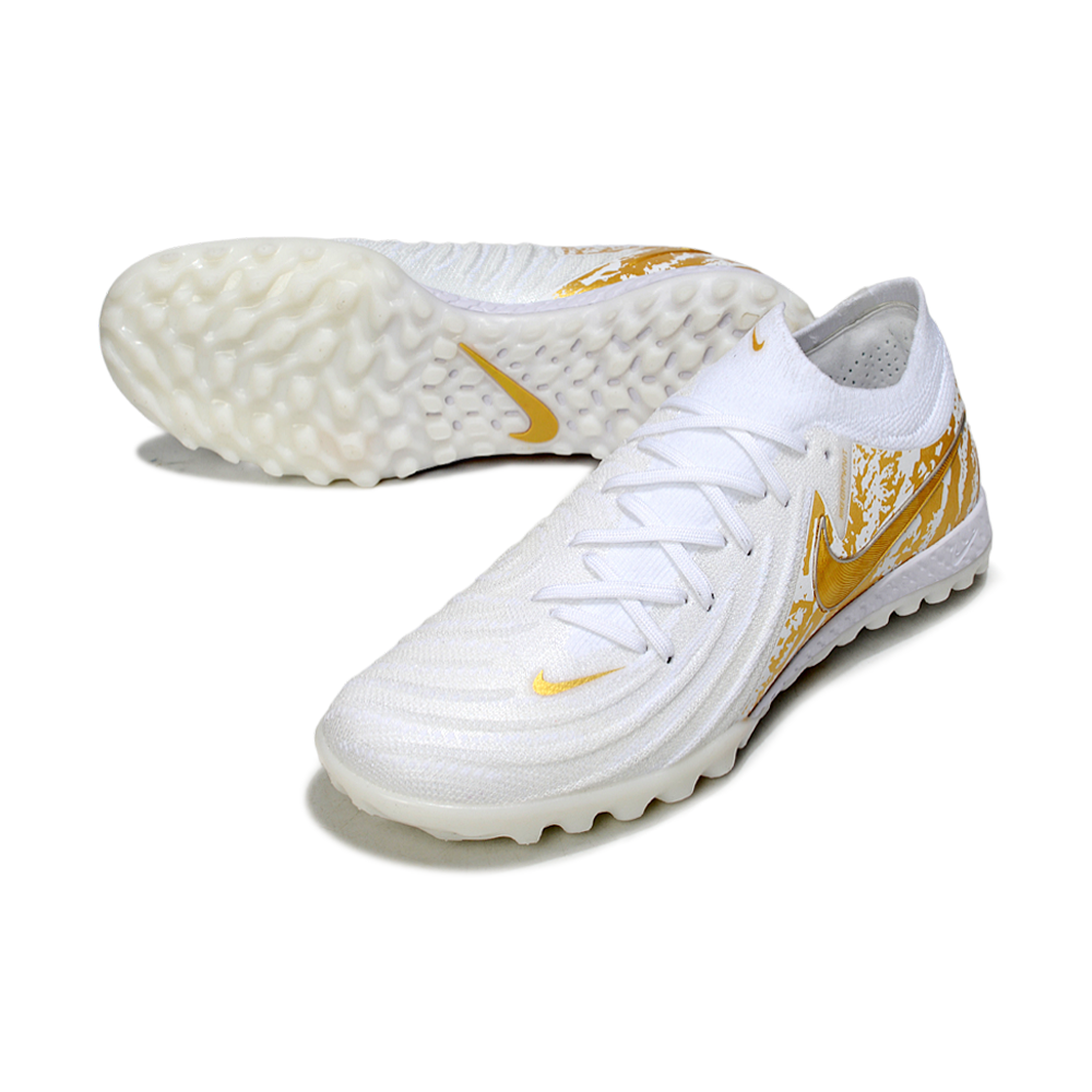 Chuteira Society Nike Phantom GX 2 Elite TF Branco e Dourado
