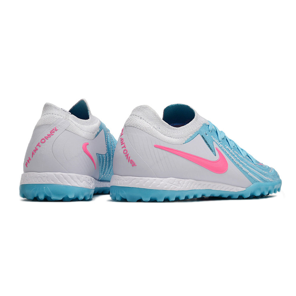 Chuteira Society Nike Phantom GX 2 Elite TF Cinza, Azul e Rosa