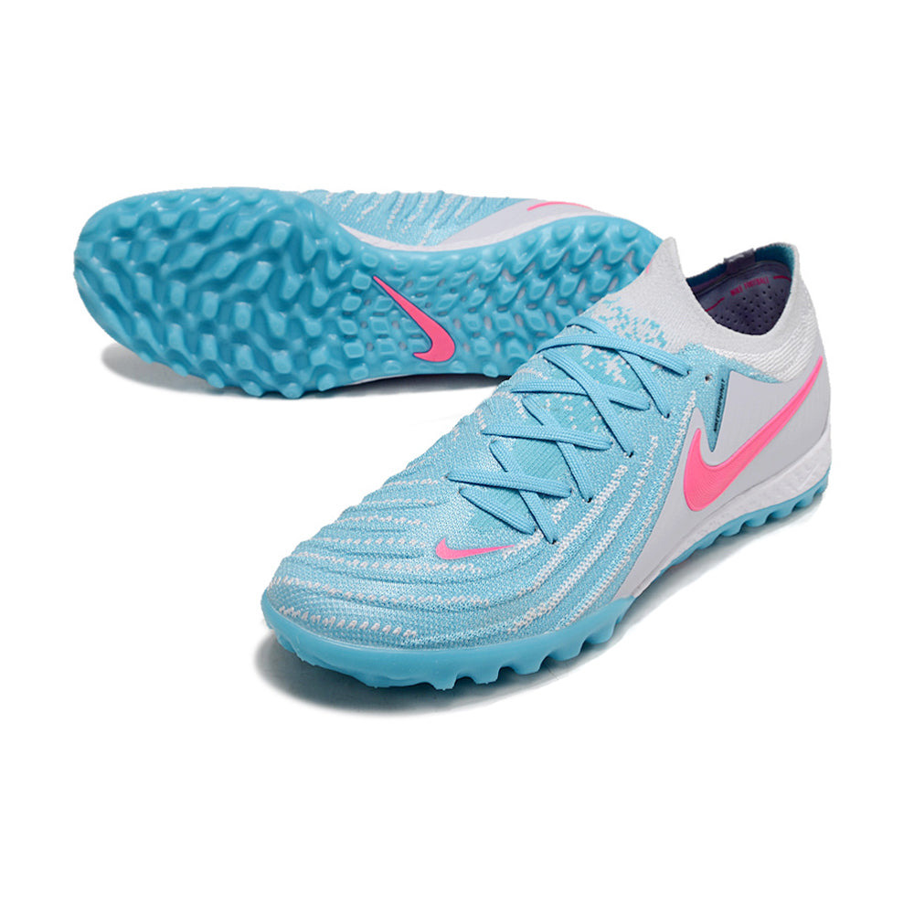Chuteira Society Nike Phantom GX 2 Elite TF Cinza, Azul e Rosa