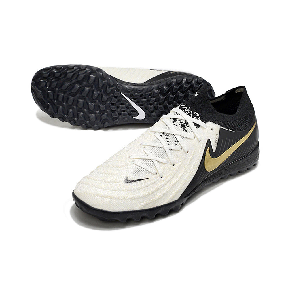 Chuteira Society Nike Phantom GX 2 Elite TF Preta, Branca e Dourada 