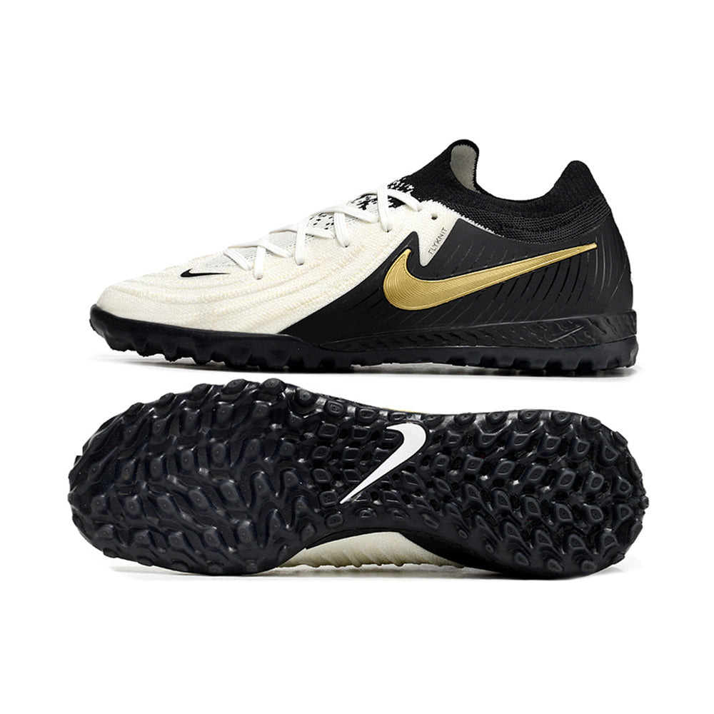 Chuteira Society Nike Phantom GX 2 Elite TF Preta, Branca e Dourada 