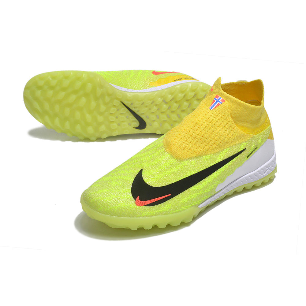 Chuteira Society Nike Phantom GX DF Elite TF Amarela e Verde 