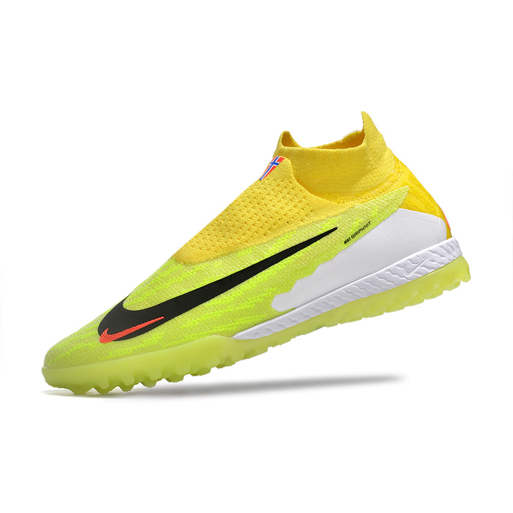 Chuteira Society Nike Phantom GX DF Elite TF Amarela e Verde 