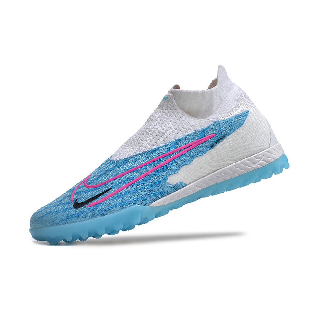 Chuteira Society Nike Phantom GX DF Elite TF Branca e Azul 