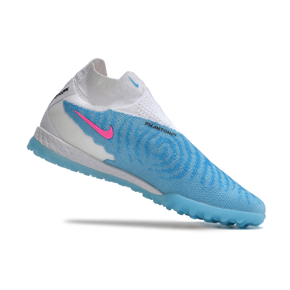 Chuteira Society Nike Phantom GX DF Elite TF Branca e Azul 