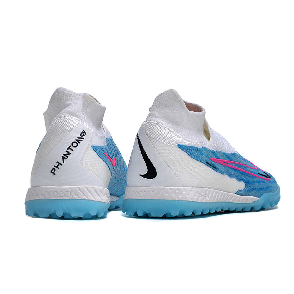Chuteira Society Nike Phantom GX DF Elite TF Branca e Azul 
