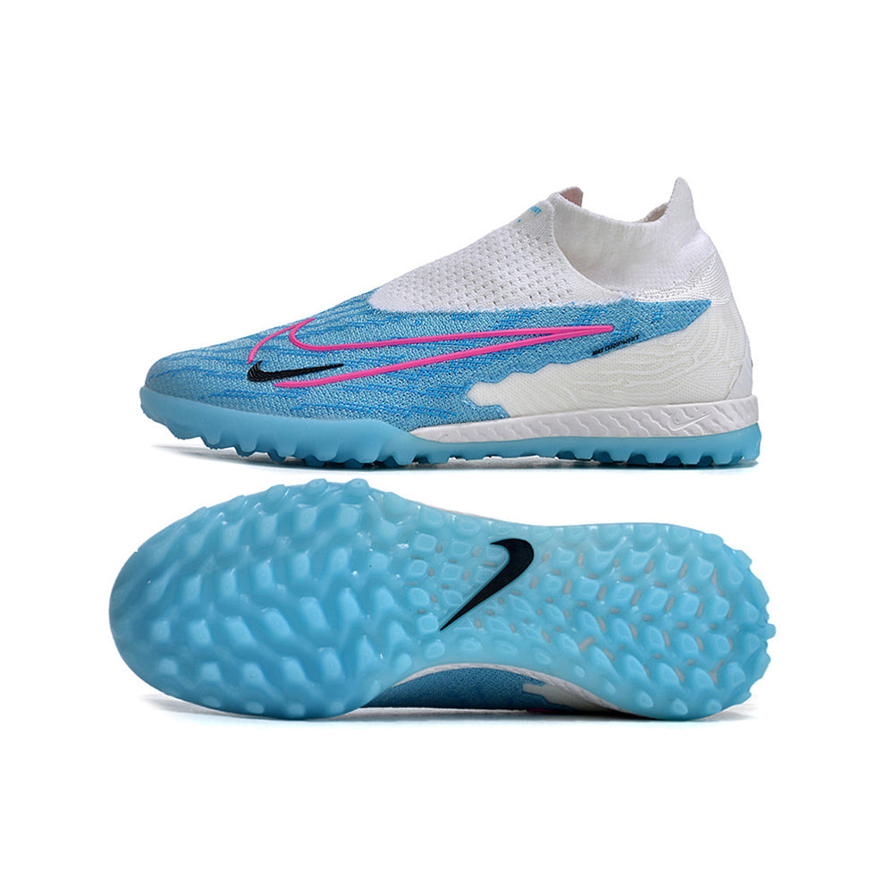 Chuteira Society Nike Phantom GX DF Elite TF Branca e Azul 