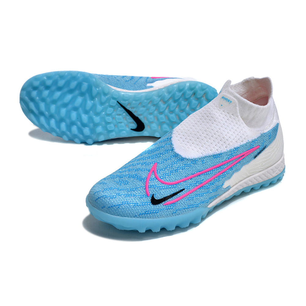 Chuteira Society Nike Phantom GX DF Elite TF Branca e Azul 
