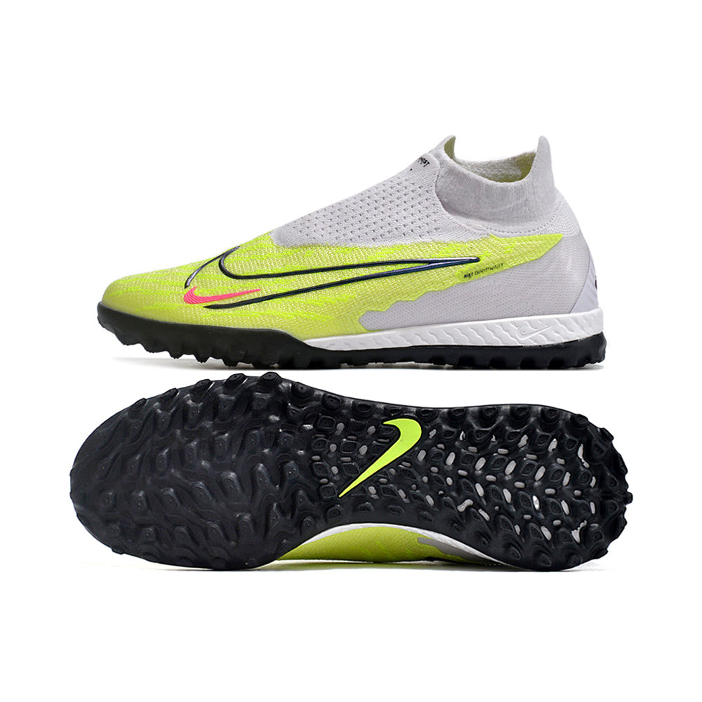 Chuteira Society Nike Phantom GX DF Elite TF Cinza e Verde 