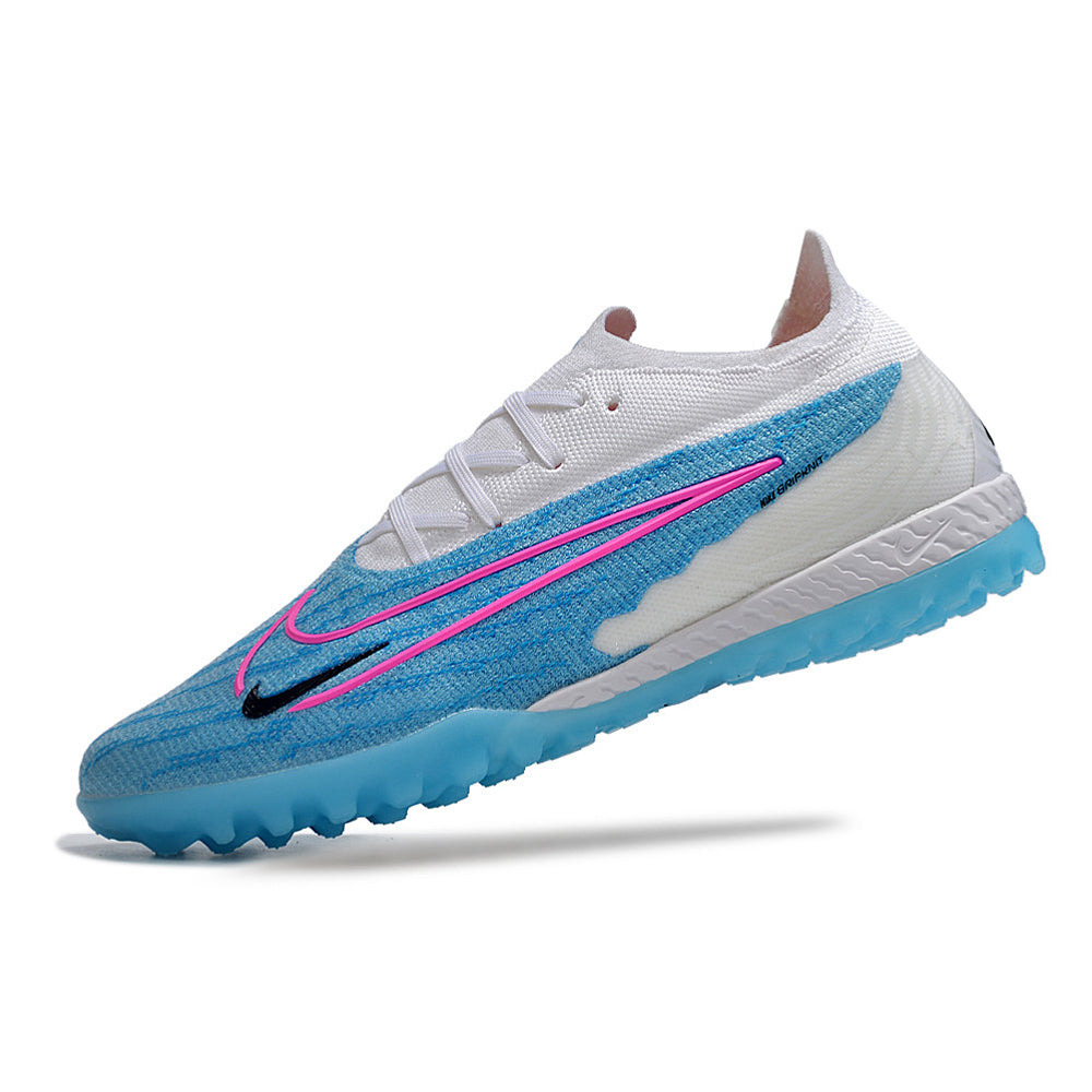 Chuteira Society Nike Phantom GX Elite TF Branca e Azul 
