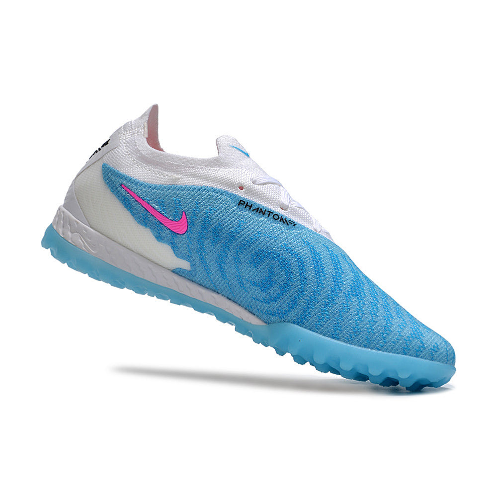 Chuteira Society Nike Phantom GX Elite TF Branca e Azul 
