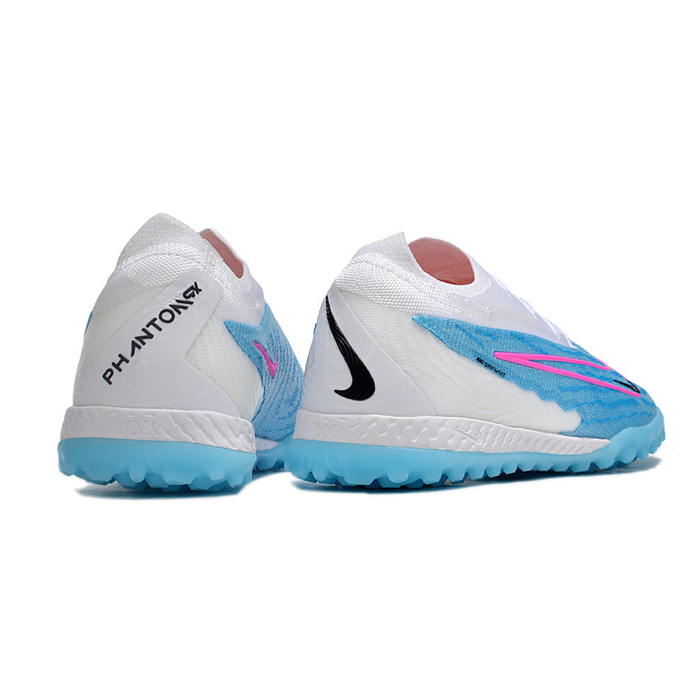 Chuteira Society Nike Phantom GX Elite TF Branca e Azul 