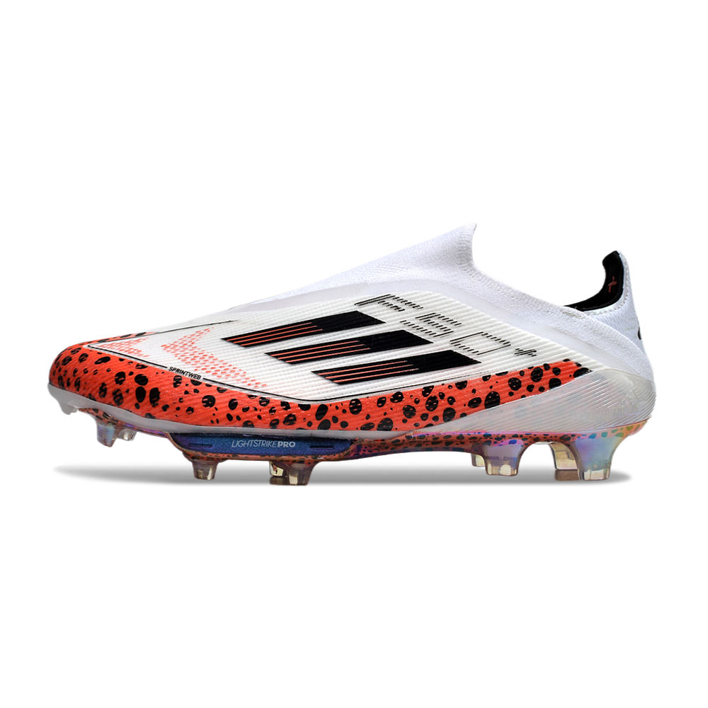 Chuteira Campo Adidas F50+ LL FG Branca e Laranja