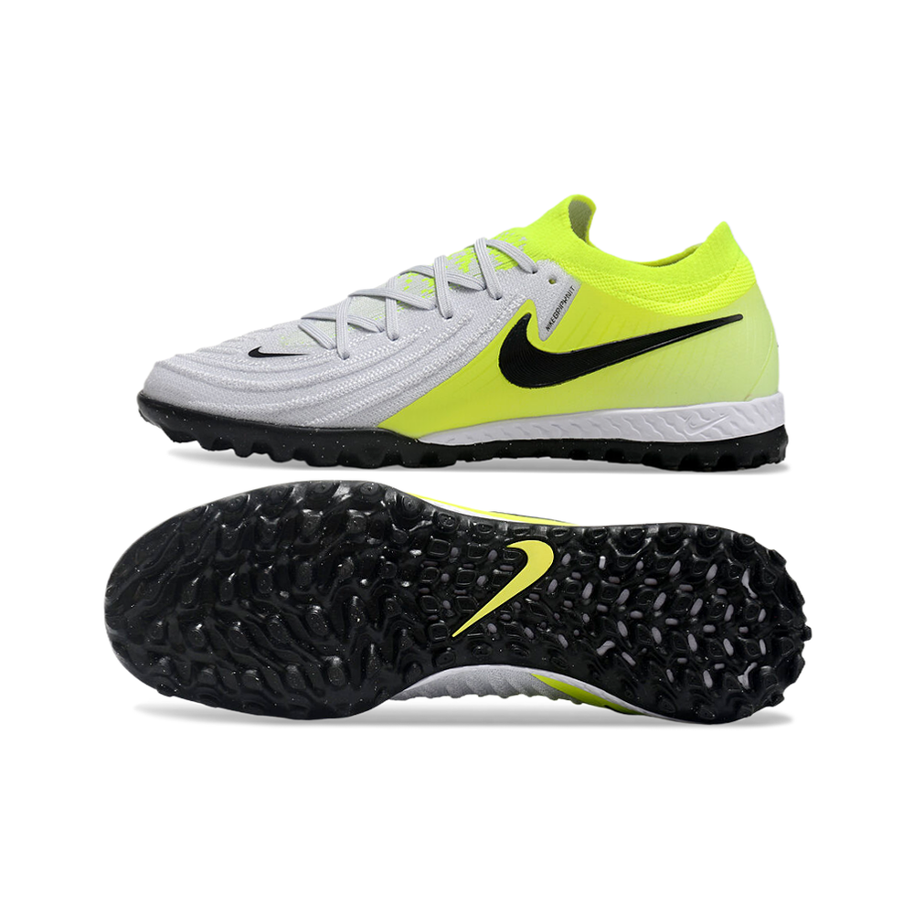 Chuteira Society Nike Phantom GX Elite TF Cinza e Verde 