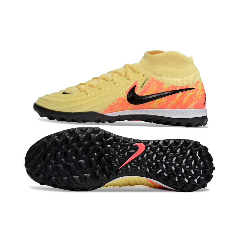 Chuteira Society Nike Phantom Luna 2 Elite TF Amarela e Laranja