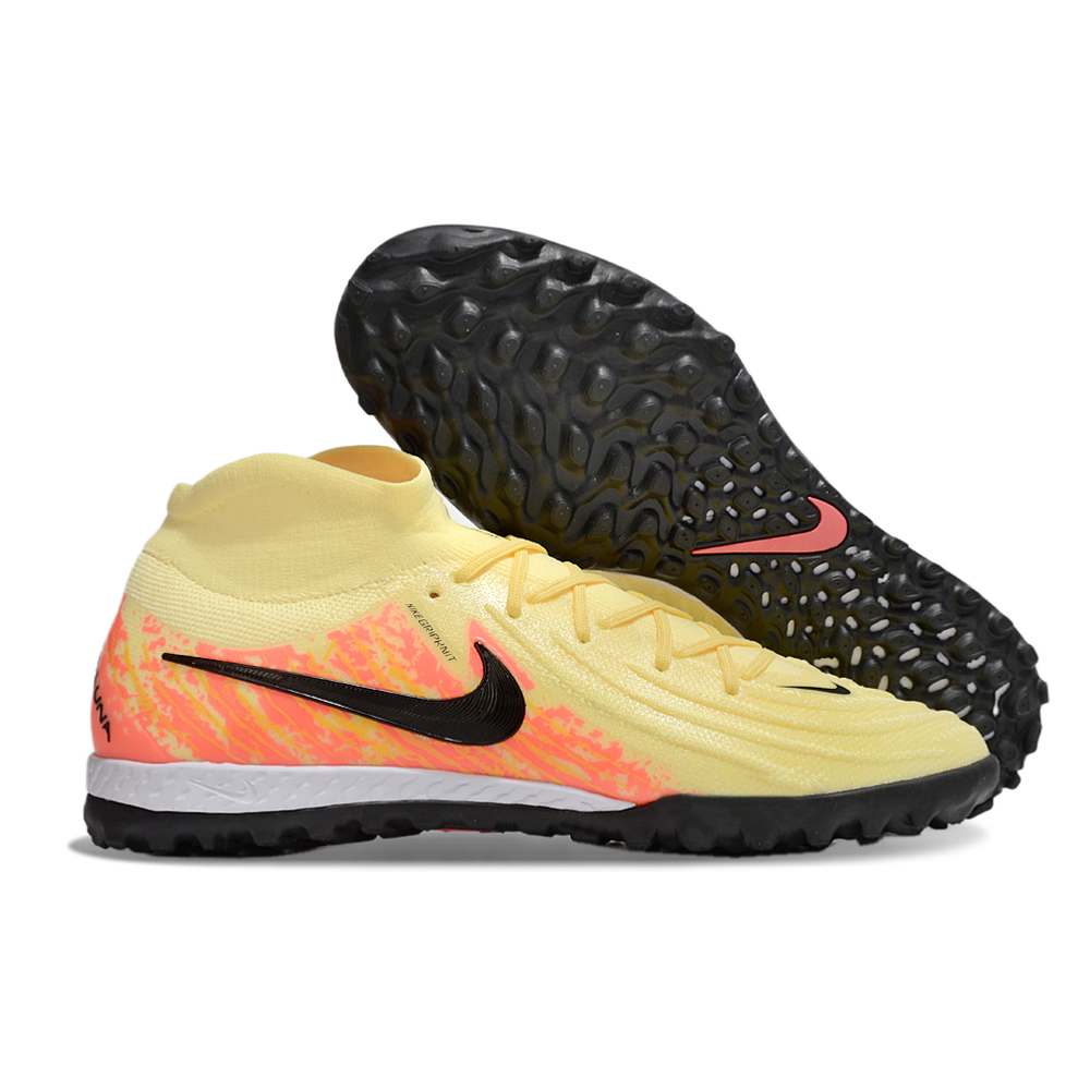 Chuteira Society Nike Phantom Luna 2 Elite TF Amarela e Laranja