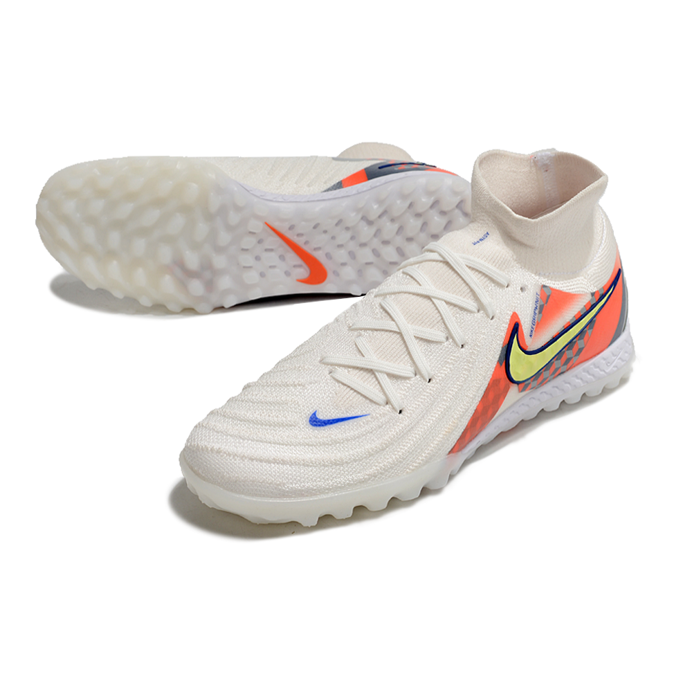 Chuteira Society Nike Phantom Luna 2 Elite TF Branca, Cinza e Vermelho 
