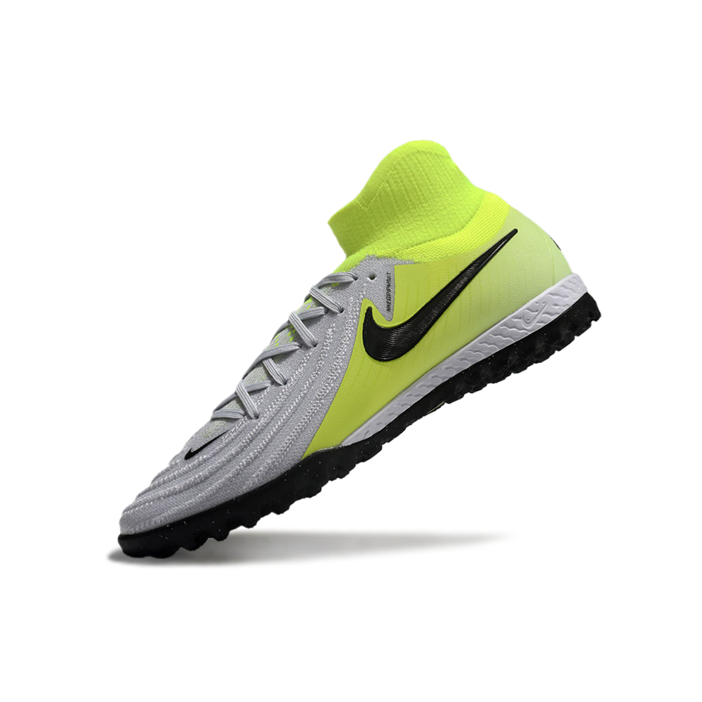 Chuteira Society Nike Phantom Luna 2 Elite TF Cinza e Verde 