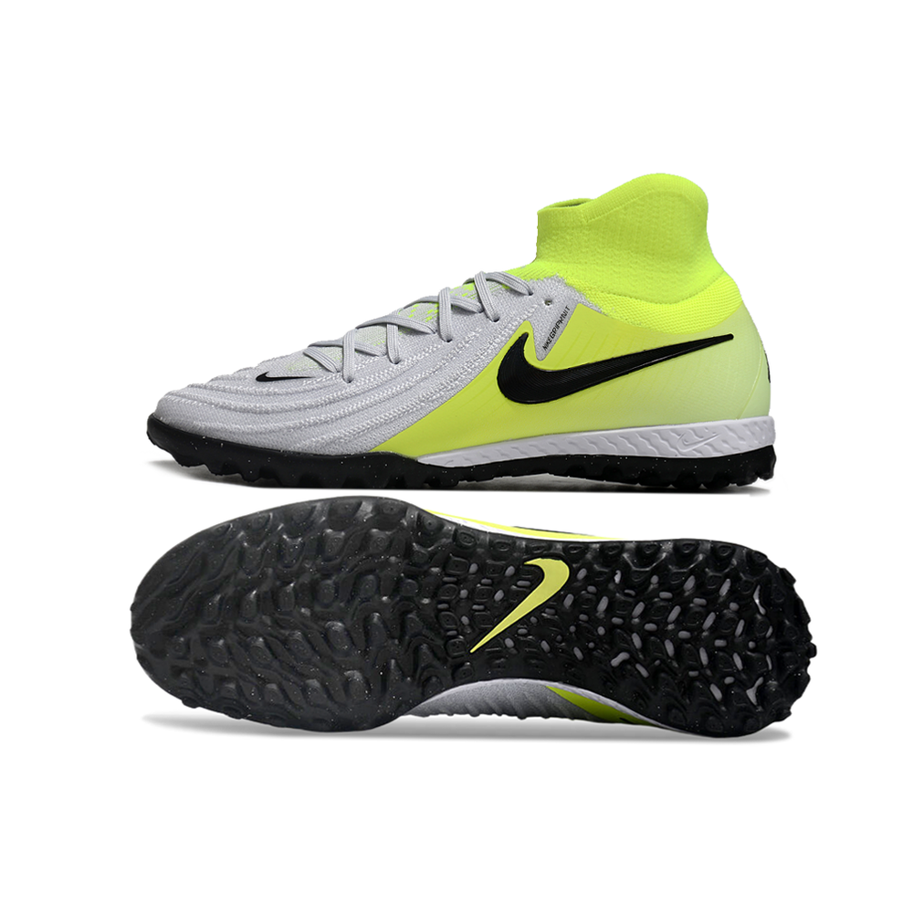Chuteira Society Nike Phantom Luna 2 Elite TF Cinza e Verde 