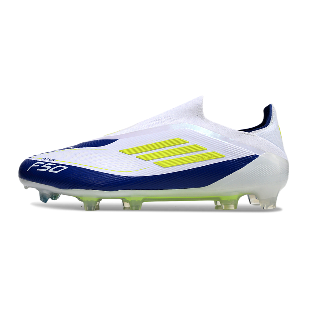 Chuteira Campo Adidas F50+ LL FG Branca, Azul e Verde