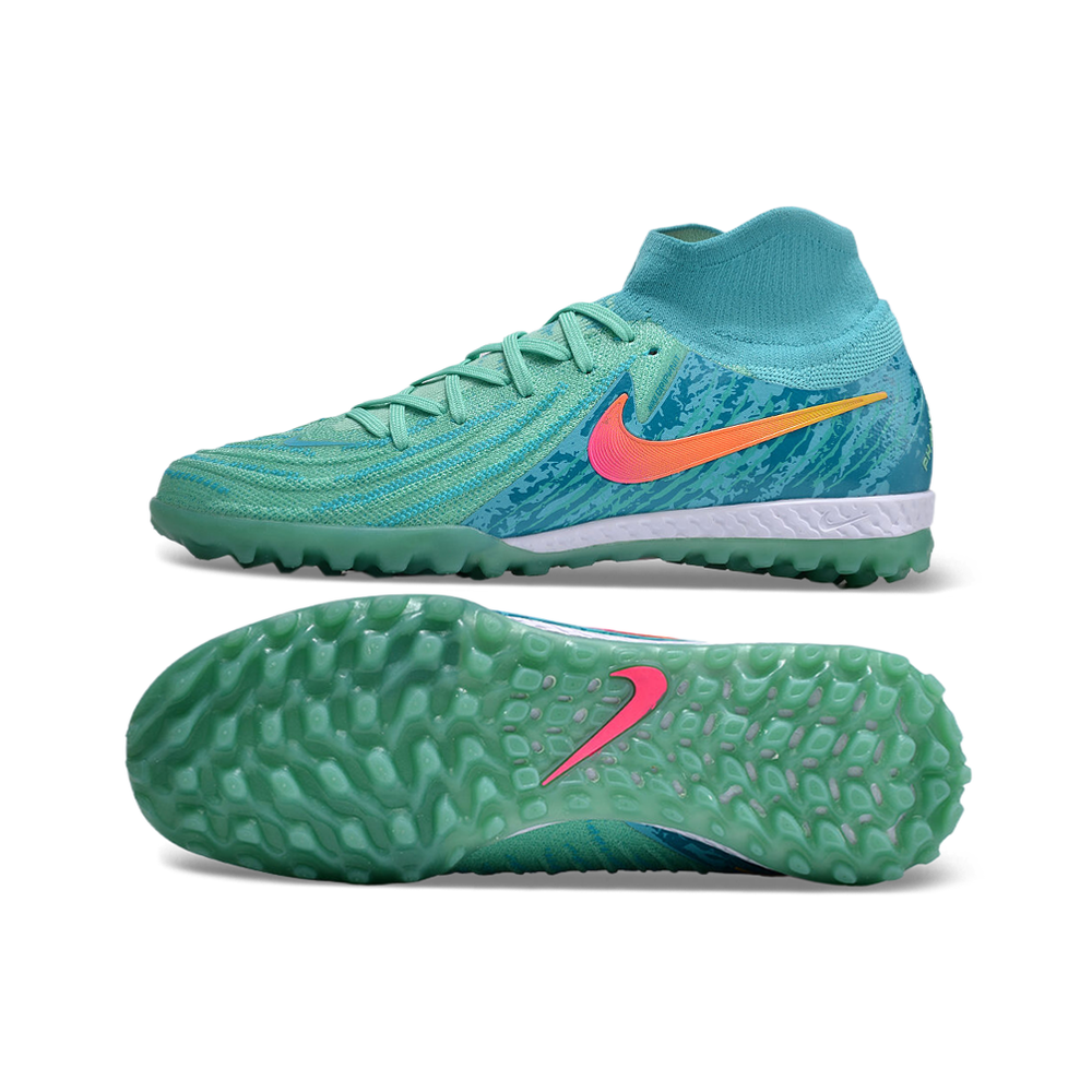 Chuteira Society Nike Phantom Luna Elite TF Azul e Verde 