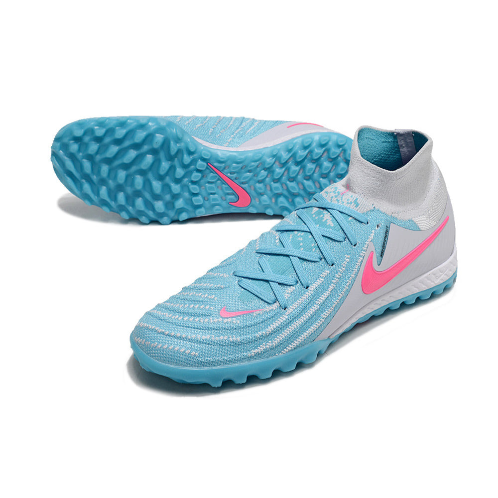 Chuteira Society Nike Phantom Luna Elite TF Cinza, Azul e Rosa