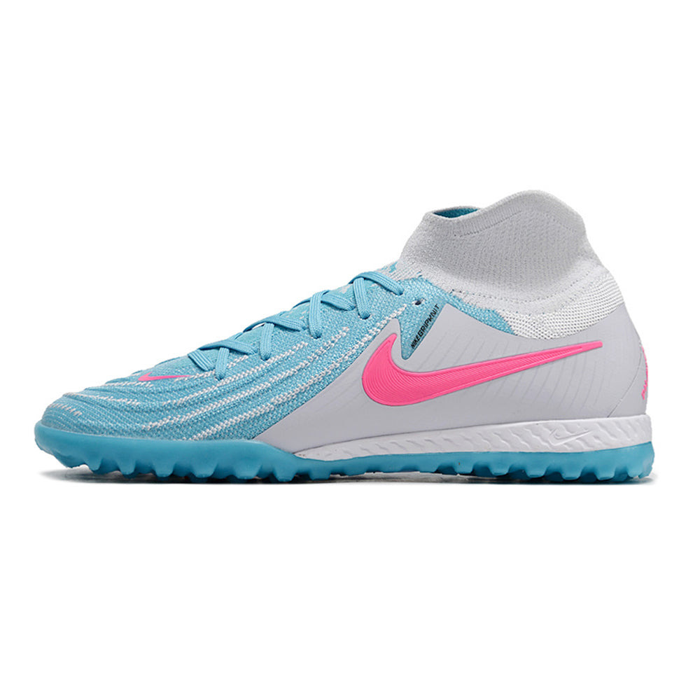 Chuteira Society Nike Phantom Luna Elite TF Cinza, Azul e Rosa