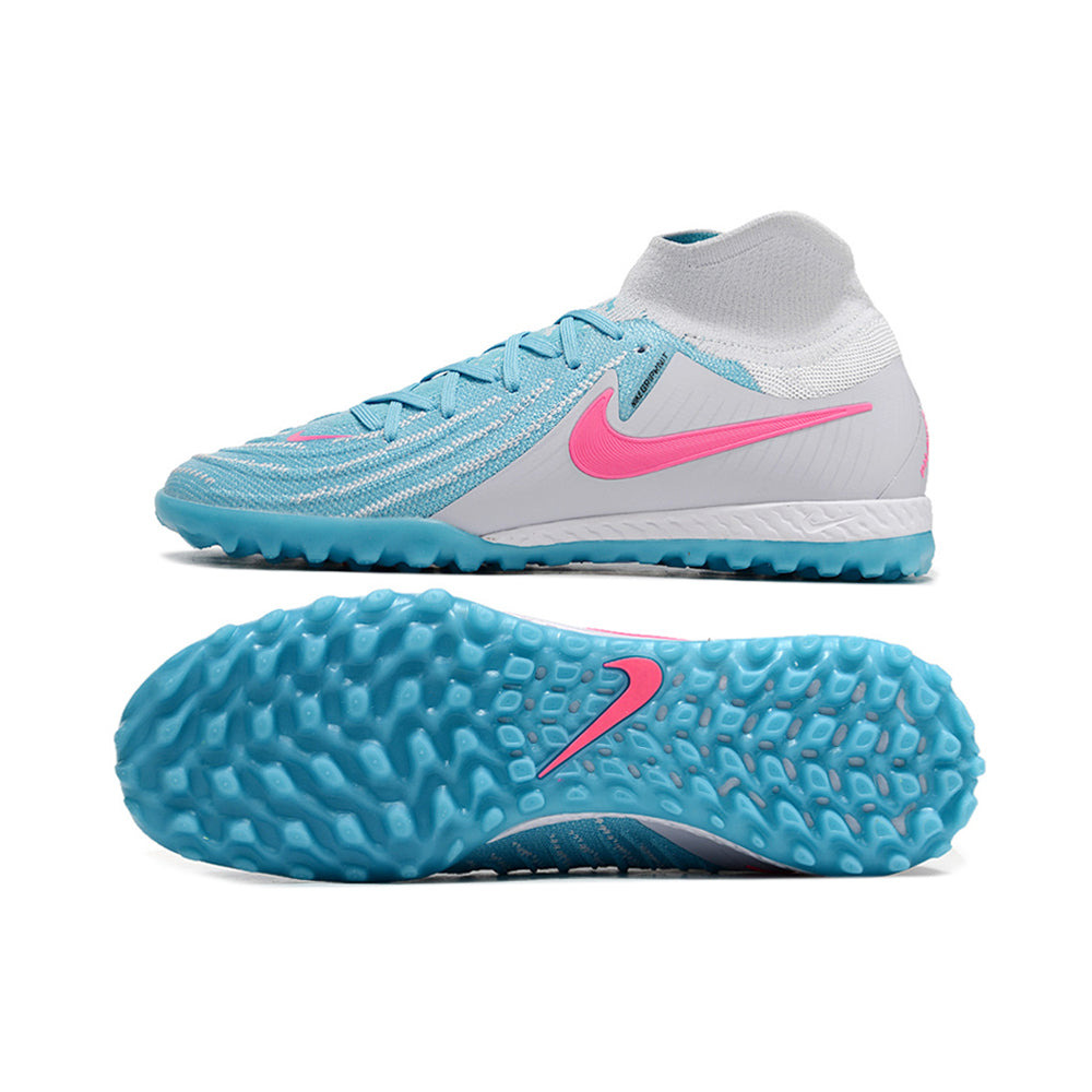 Chuteira Society Nike Phantom Luna Elite TF Cinza, Azul e Rosa