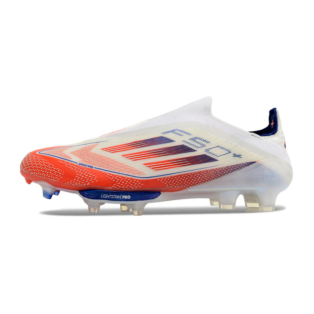 Chuteira Campo Adidas F50+ LL FG Branca, Azul e Vermelha 