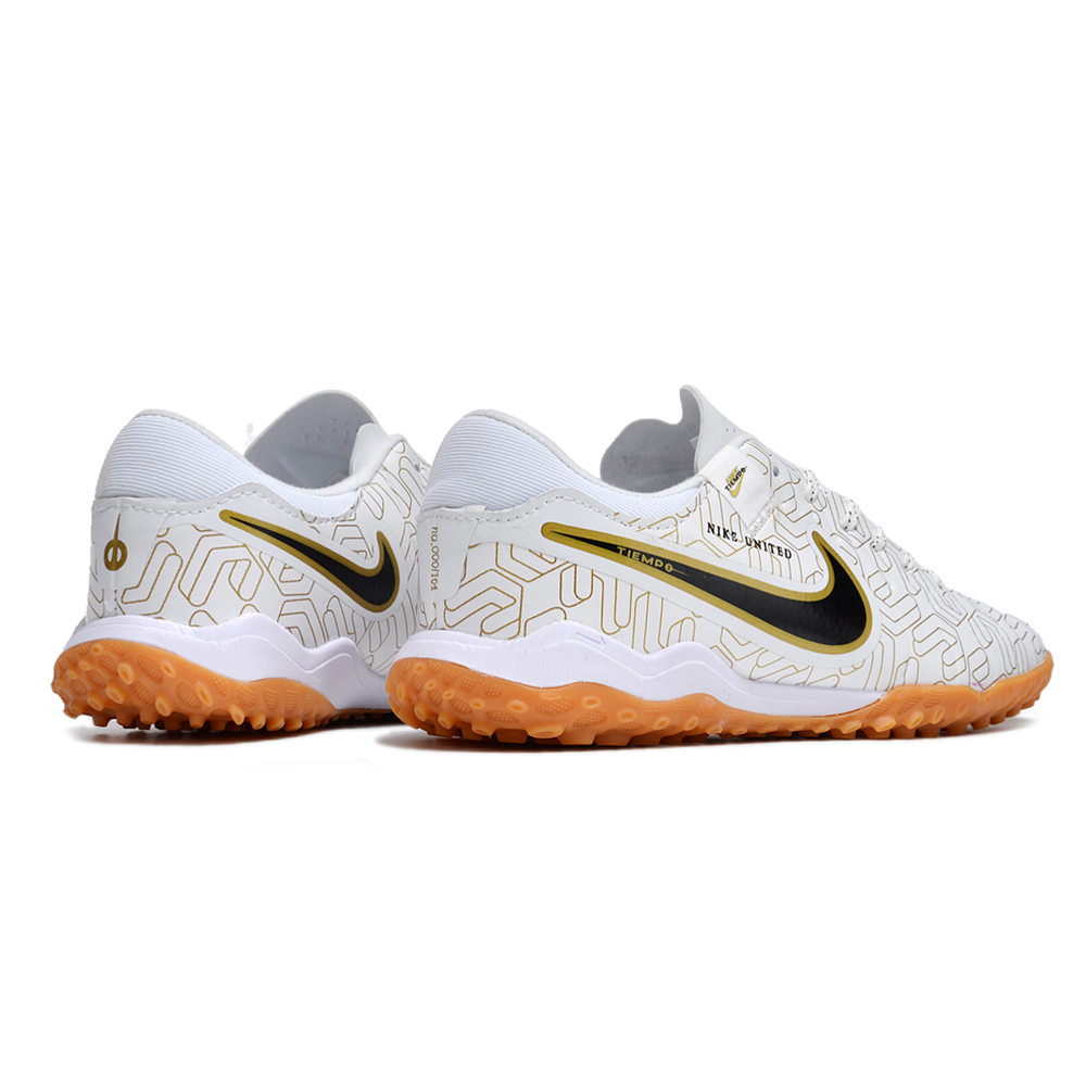 Chuteira Society Nike Tiempo Legend 10 Pro TF Branca e Dourada 