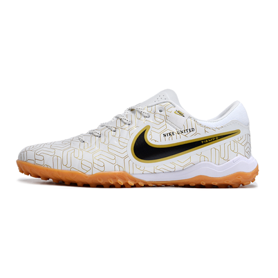 Chuteira Society Nike Tiempo Legend 10 Pro TF Branca e Dourada 