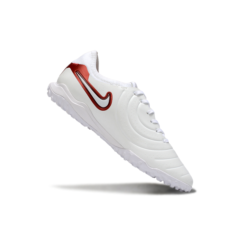 Chuteira Society Nike Tiempo Legend 10 Pro TF Branca e Vermelha