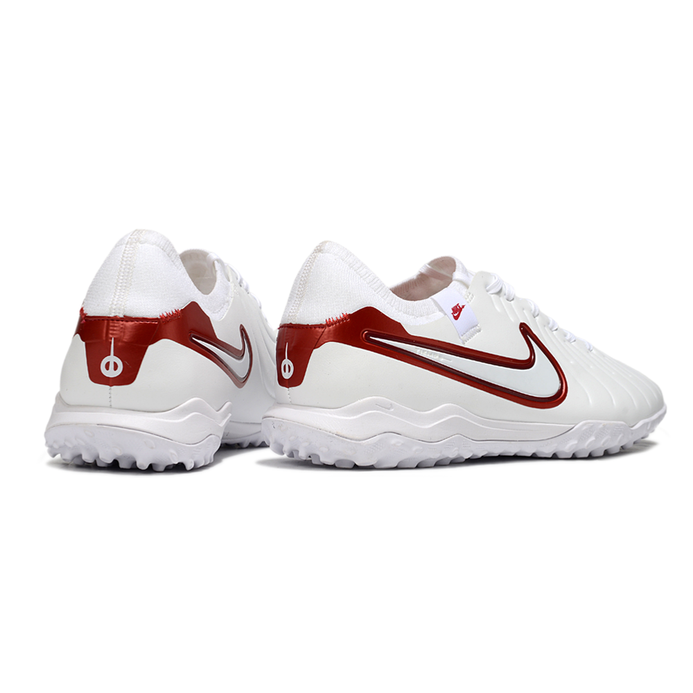 Chuteira Society Nike Tiempo Legend 10 Pro TF Branca e Vermelha