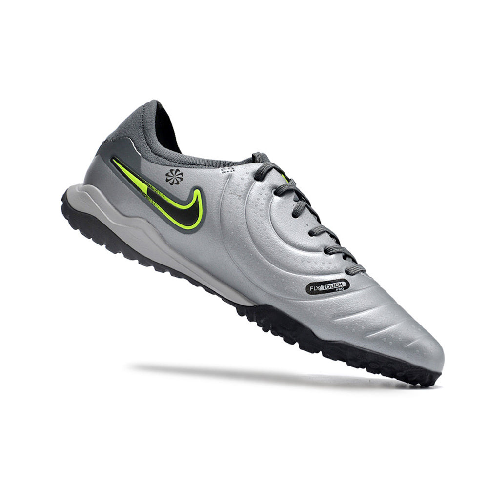 Chuteira Society Nike Tiempo Legend 10 Pro TF Cinza, Preta e Verde
