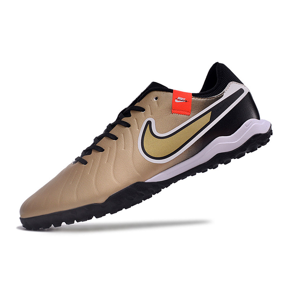 Chuteira Society Nike Tiempo Legend 10 Pro TF Preta e Dourado 