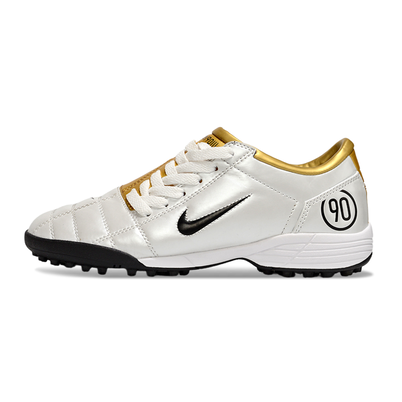 Chuteira Society Nike Total 90 TF Branco e Dourado