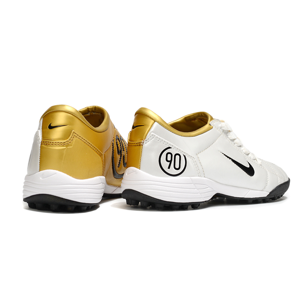 Chuteira Society Nike Total 90 TF Branco e Dourado