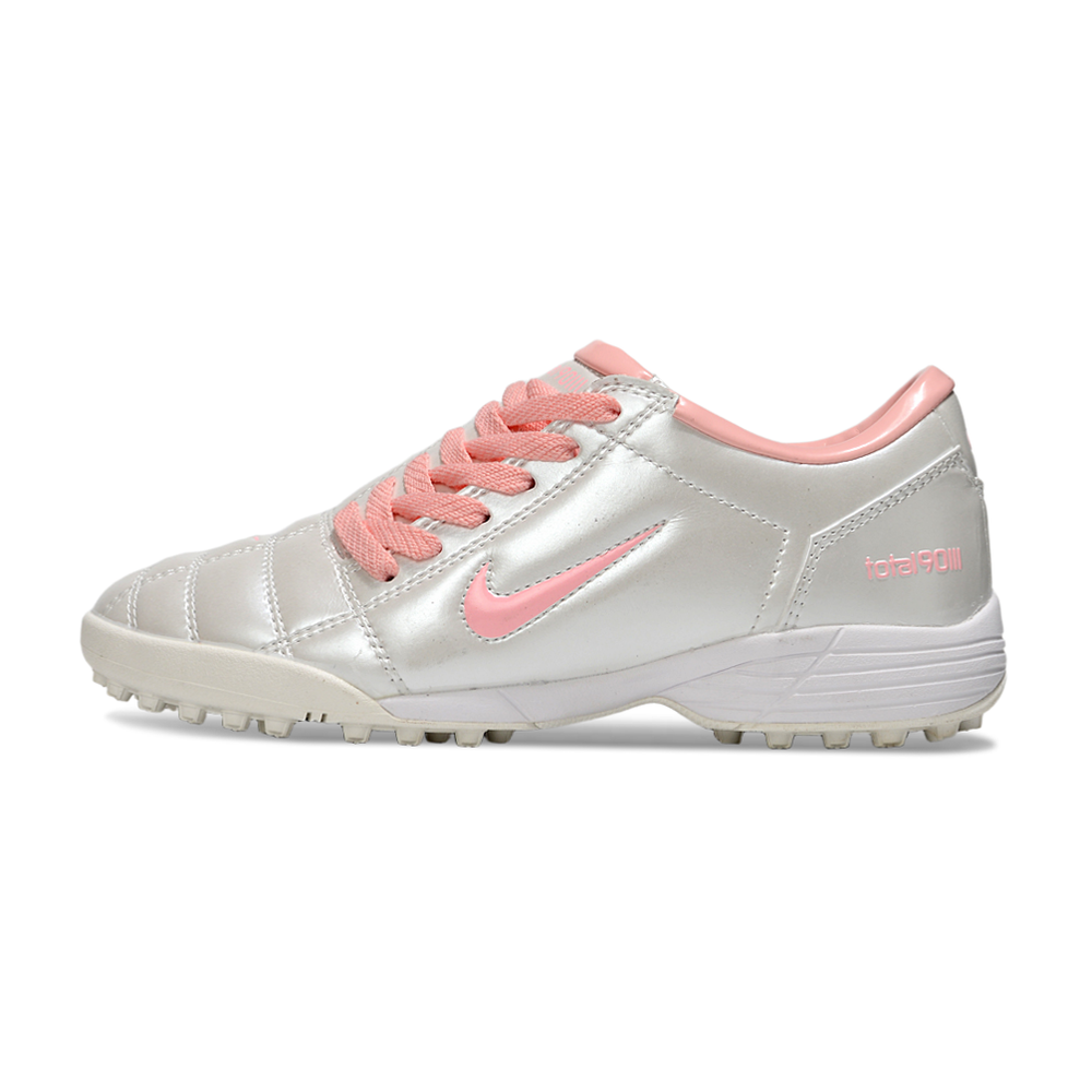Chuteira Society Nike Total 90 TF Branco e Rosa