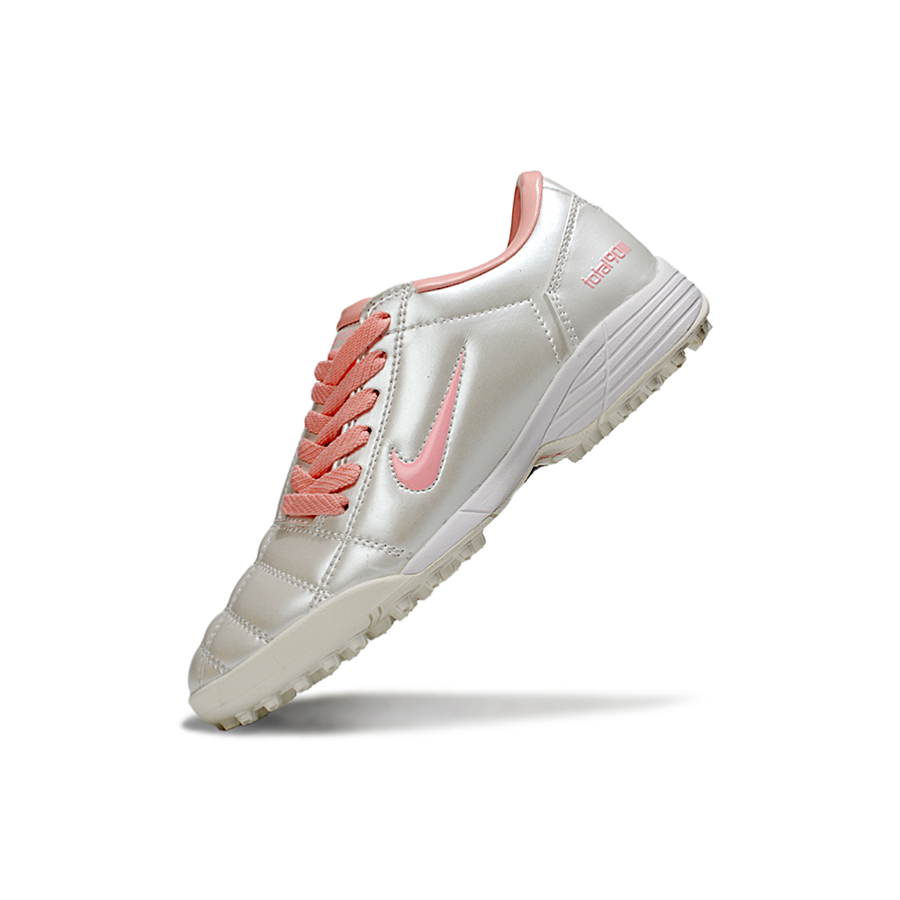 Chuteira Society Nike Total 90 TF Branco e Rosa