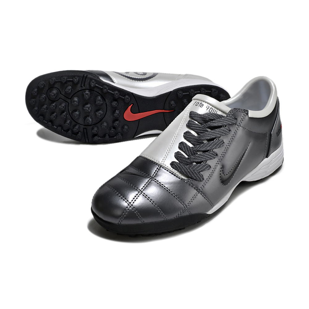 Chuteira Society Nike Total 90 TF Cinza e Branca
